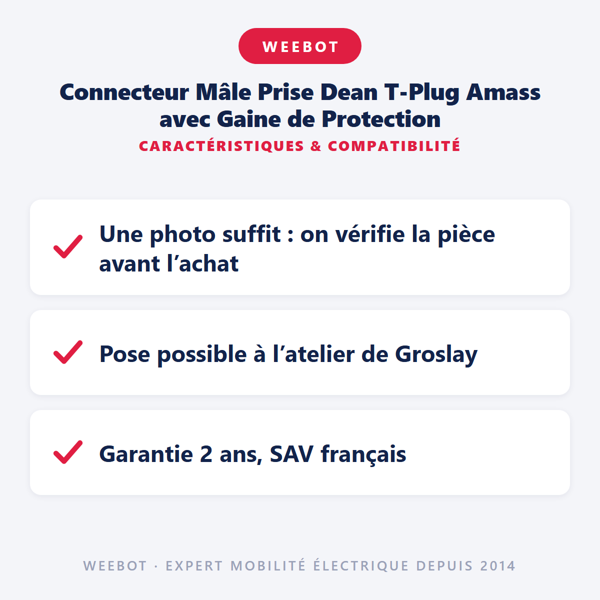 Connecteur Mâle Prise Dean T-Plug Amass avec Gaine de Protection : caractéristiques et compatibilité