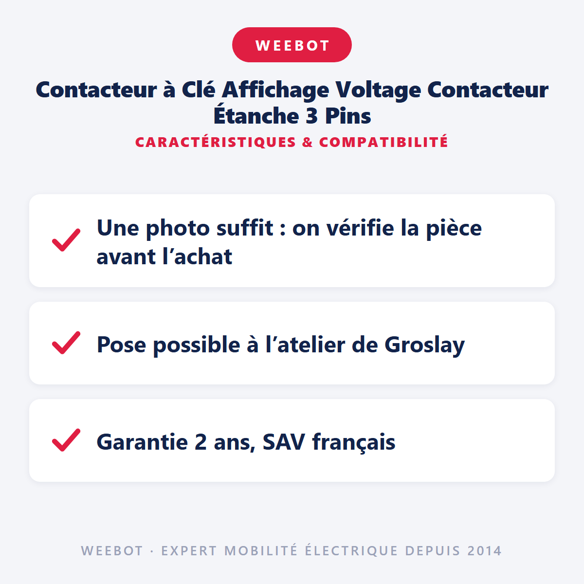 Contacteur à Clé Affichage Voltage Contacteur Étanche 3 Pins pour Trottinette Électrique - Weebot