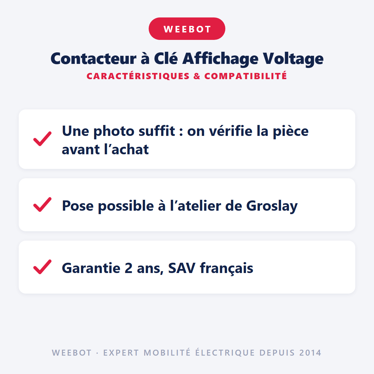 Contacteur à Clé Affichage Voltage pour Trottinette Électrique - Weebot