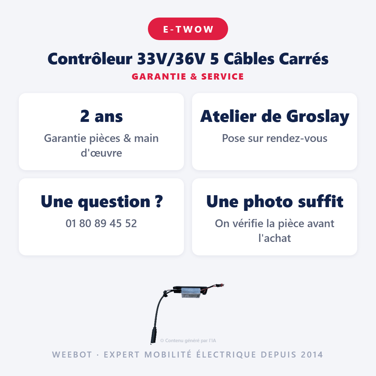 Contrôleur 33V/36V 5 Câbles Carrés pour Trottinette Etwow (Ancienne Version) - Weebot