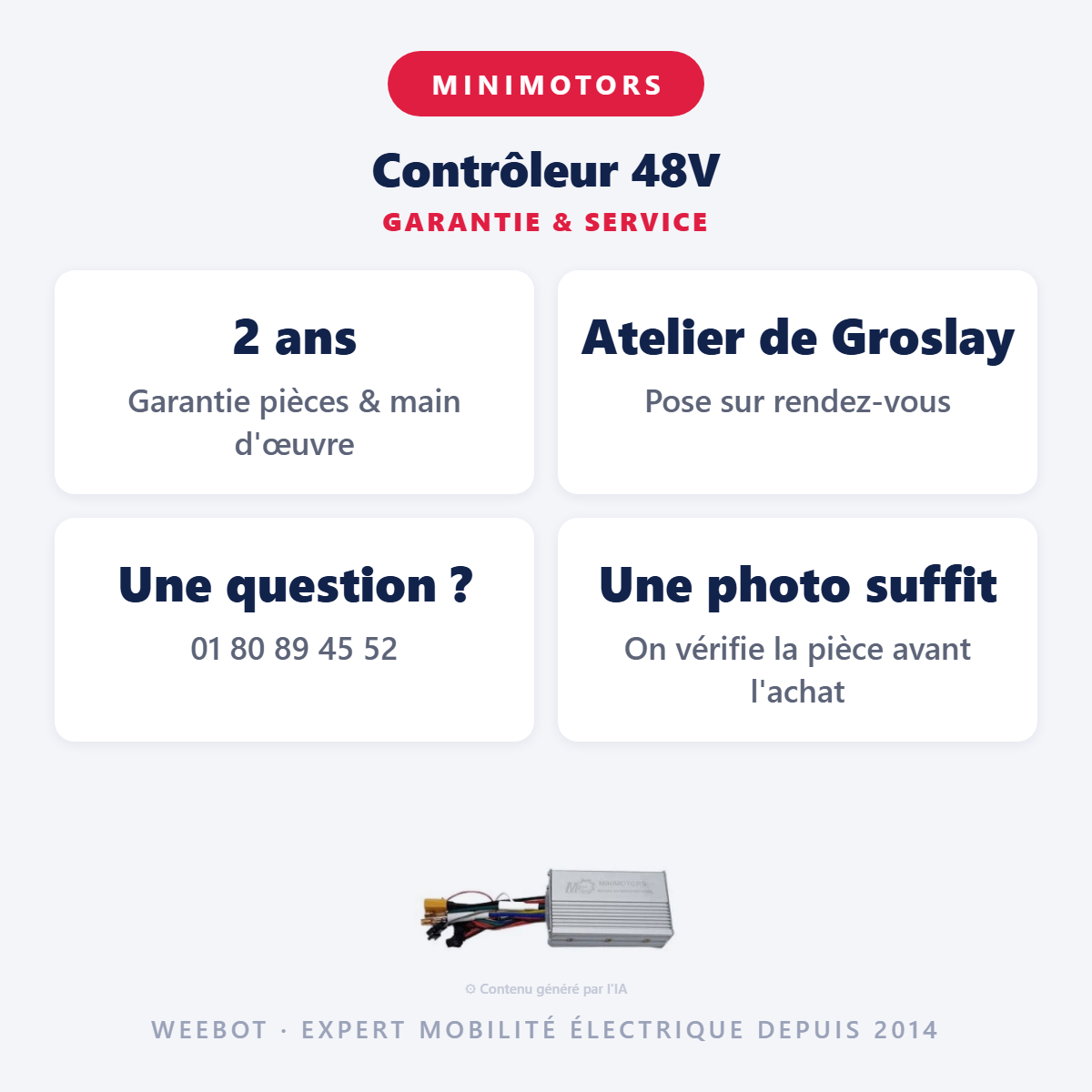Contrôleur 48V : garantie 2 ans et service après-vente