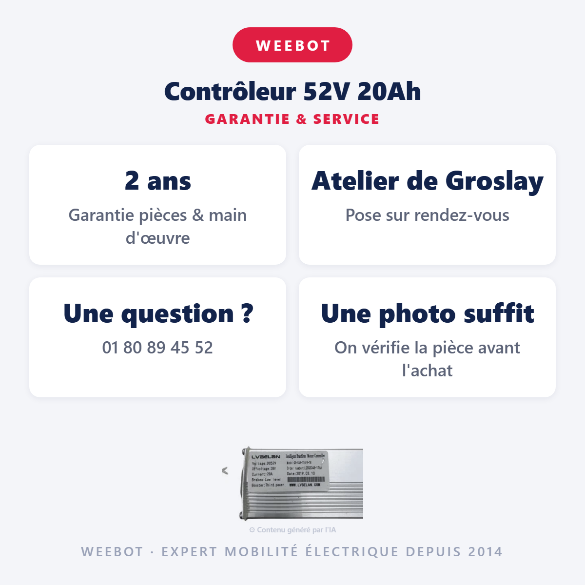 Contrôleur 52V 20Ah : garantie 2 ans et service après-vente