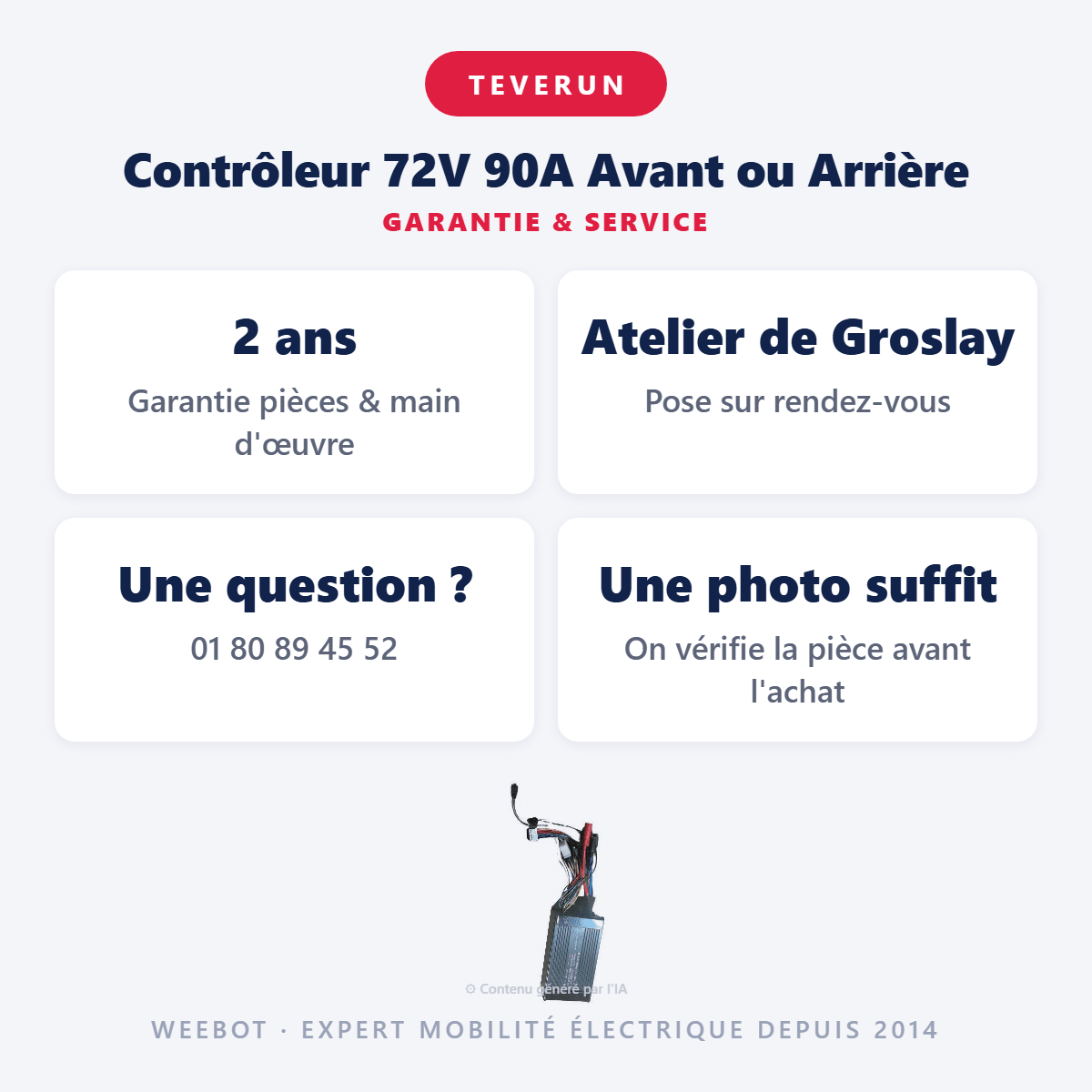 Contrôleur 72V 90A Avant ou Arrière pour Trottinette Electrique Teverun Fighter 7260 Supreme - Weebot