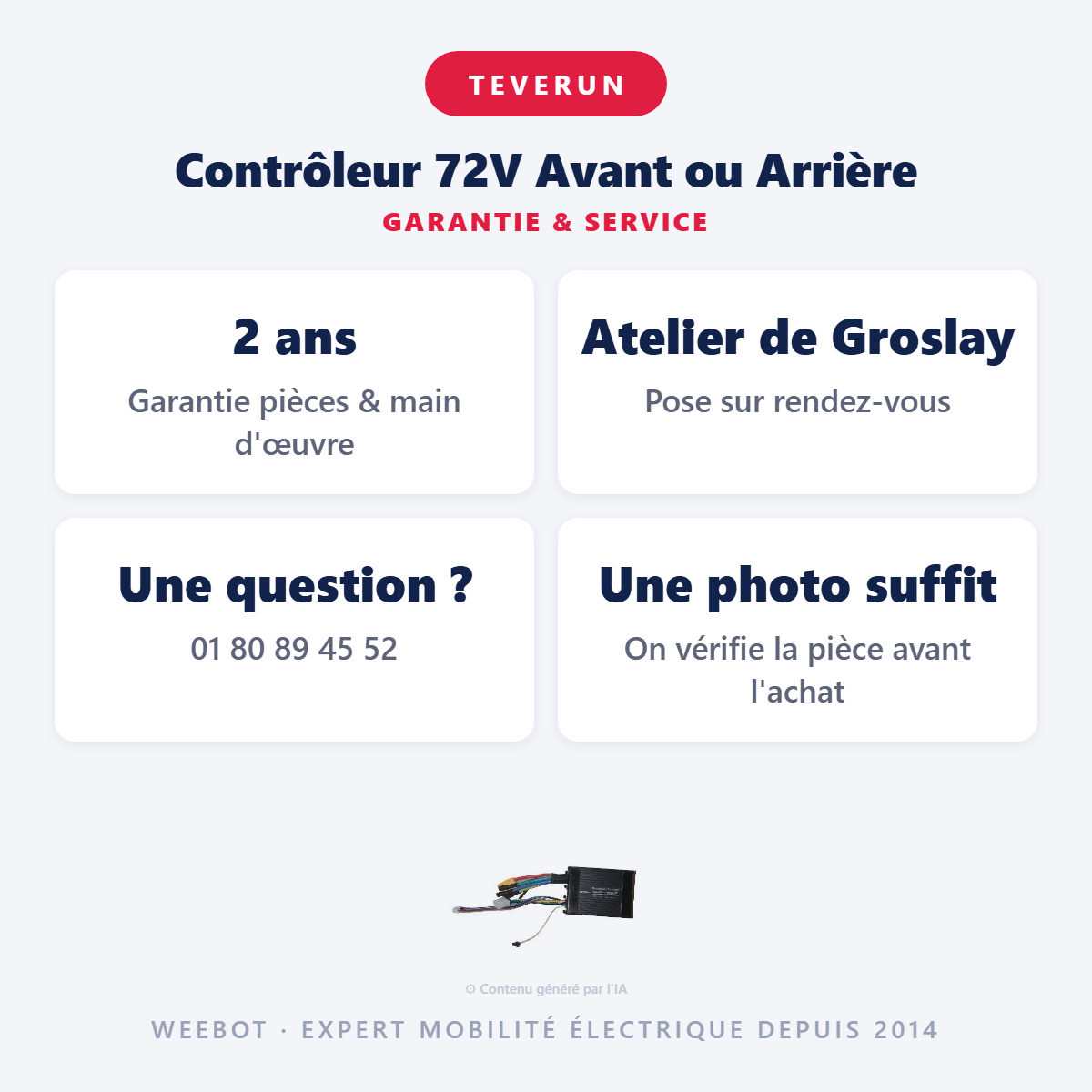Contrôleur 72V Avant ou Arrière : garantie 2 ans et service après-vente
