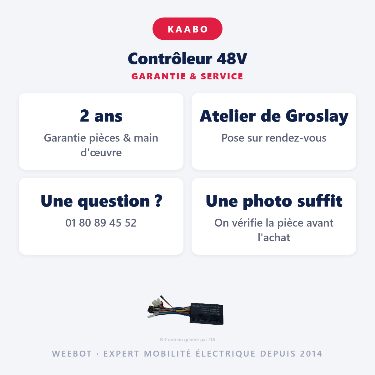 Contrôleur 48V : garantie 2 ans et service après-vente