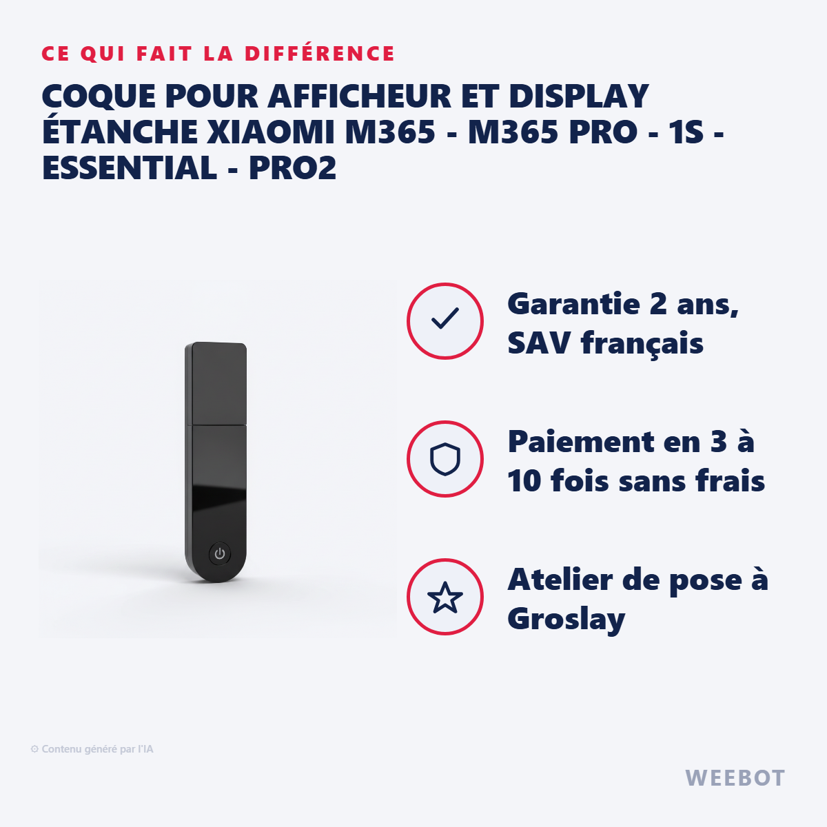 Coque pour afficheur et display étanche Xiaomi M365 - M365 Pro - 1S - Essential - Pro2 : les points forts