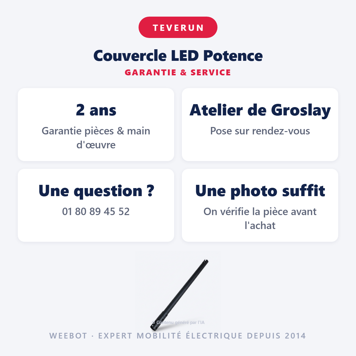 Couvercle LED Potence : garantie 2 ans et service après-vente
