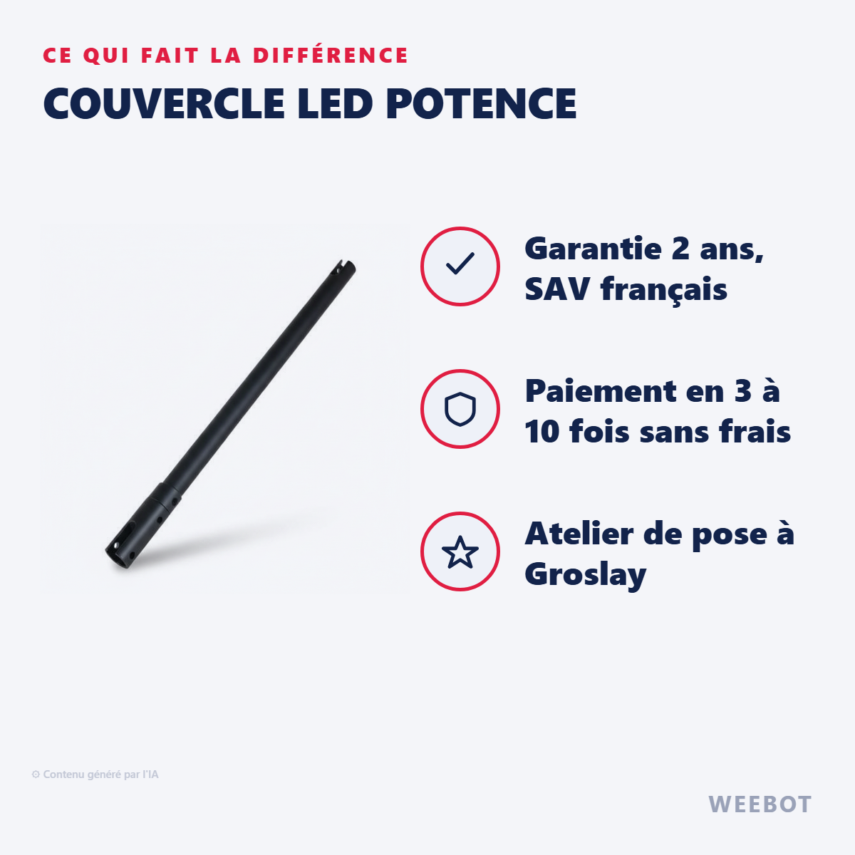 Couvercle LED Potence : les points forts