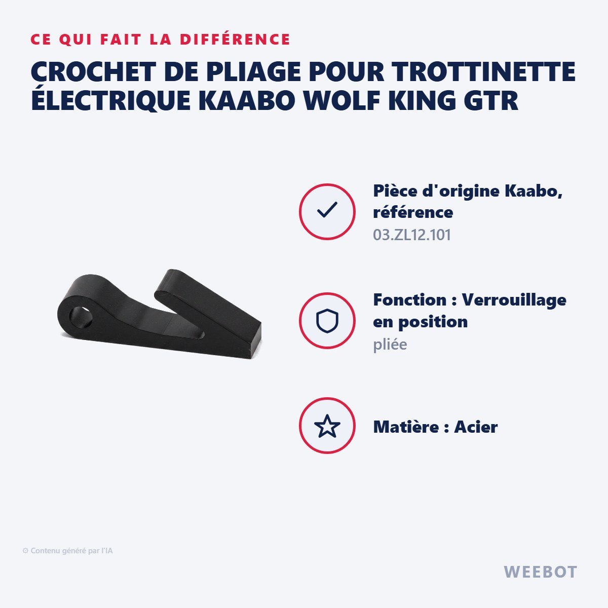 Crochet de Pliage pour Trottinette Électrique Kaabo Wolf King GTR - Weebot