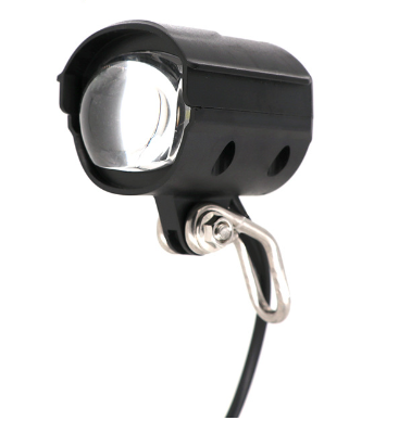 Phare avant noir pour trottinette électrique avec klaxon intégré et fixation métallique