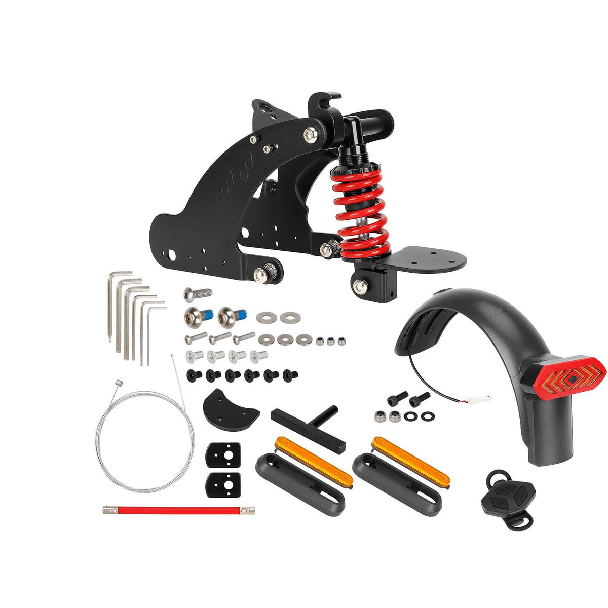 Suspension Arrière avec Clignotants et Télécommande Noir et Rouge