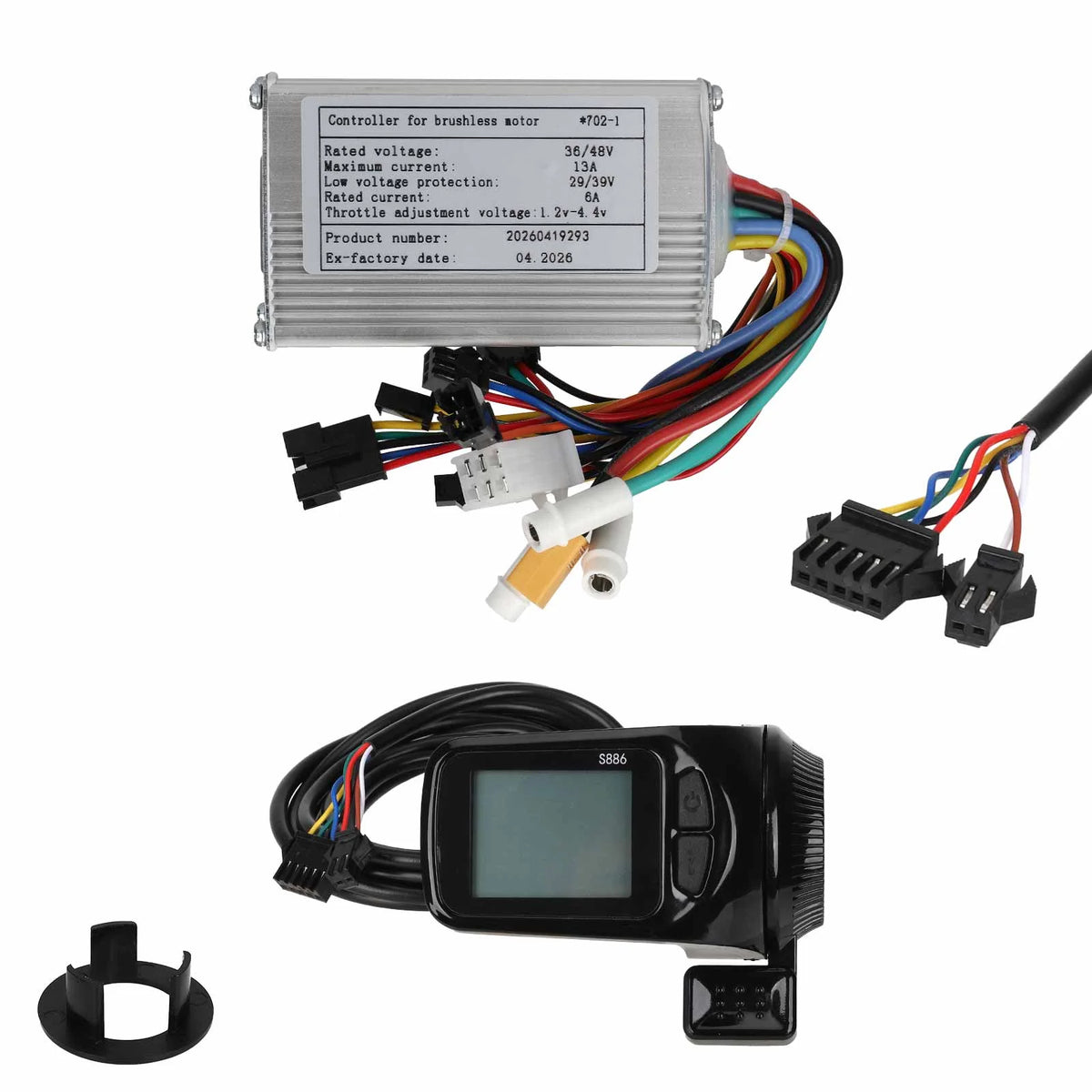 Kit contrôleur 36V/48V 350W et écran LCD S886 avec câblage pour trottinette électrique