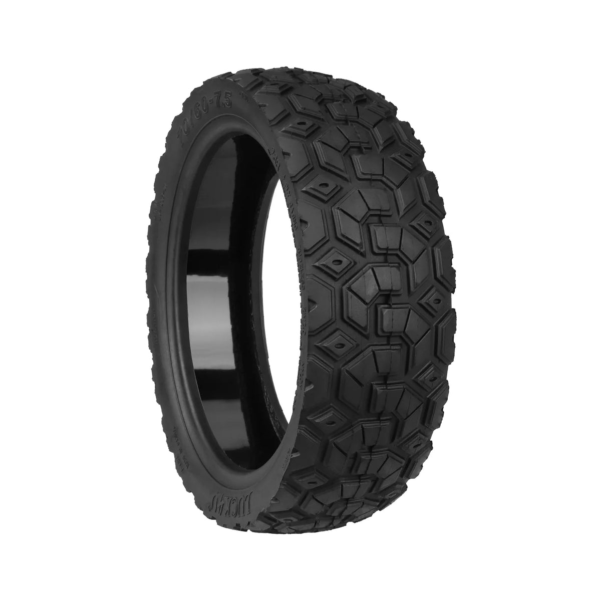 Pneu tubeless tout-terrain 11 pouces noir avec gel anti-crevaison vu de trois-quarts