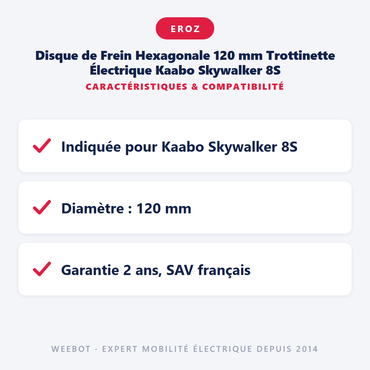 Disque de Frein Hexagonale 120 mm Trottinette Électrique Kaabo Skywalker 8S : caractéristiques et compatibilité