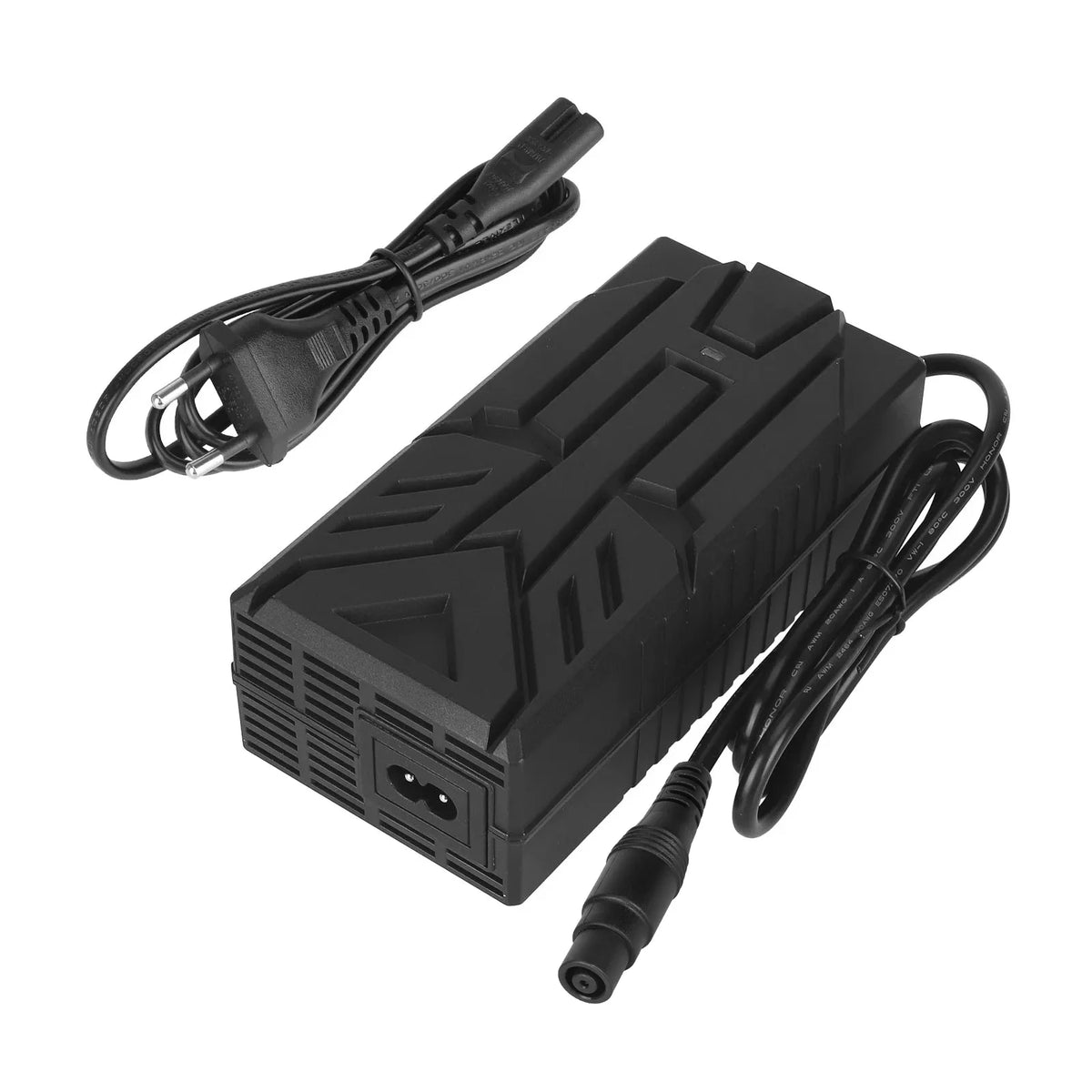 Chargeur noir 53,6V 3,9A avec câble d'alimentation secteur UE et connecteur spécifique