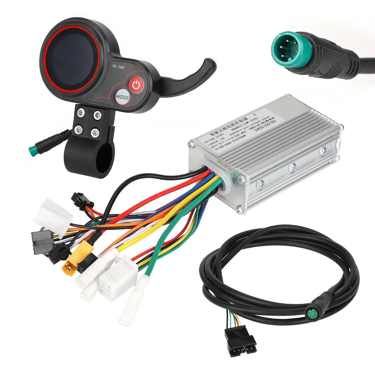 Kit complet comprenant un contrôleur 36V 16A, un écran afficheur TF-100 et son câble de connexion 5 broches