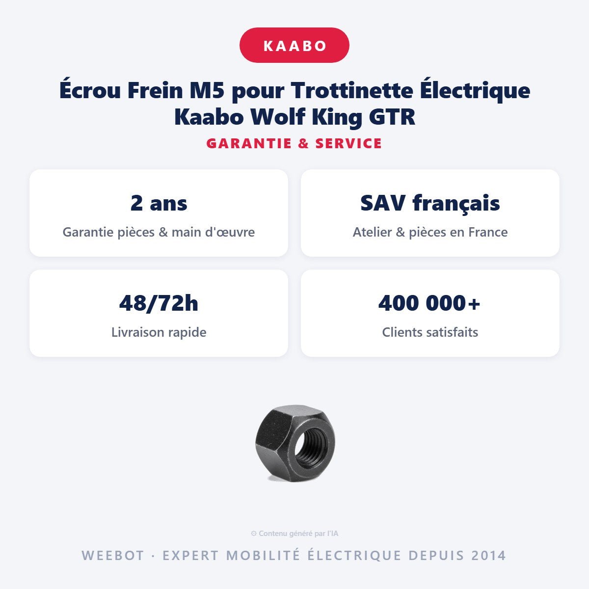 Écrou Frein M5 pour Trottinette Électrique Kaabo Wolf King GTR - Weebot