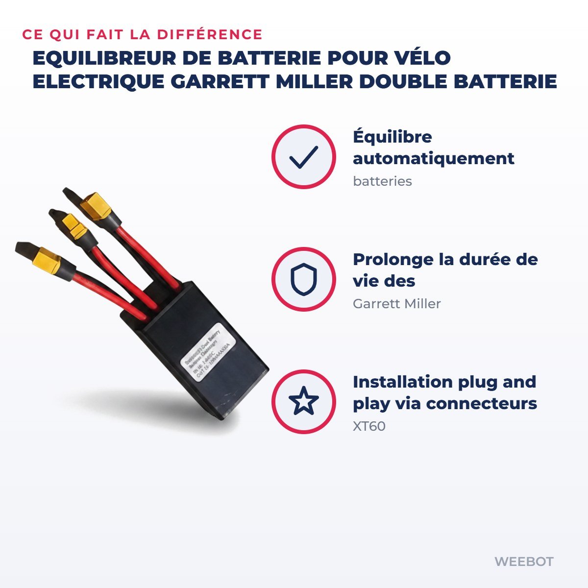 Equilibreur de Batterie pour Vélo Electrique Garrett Miller Double Batterie - Weebot