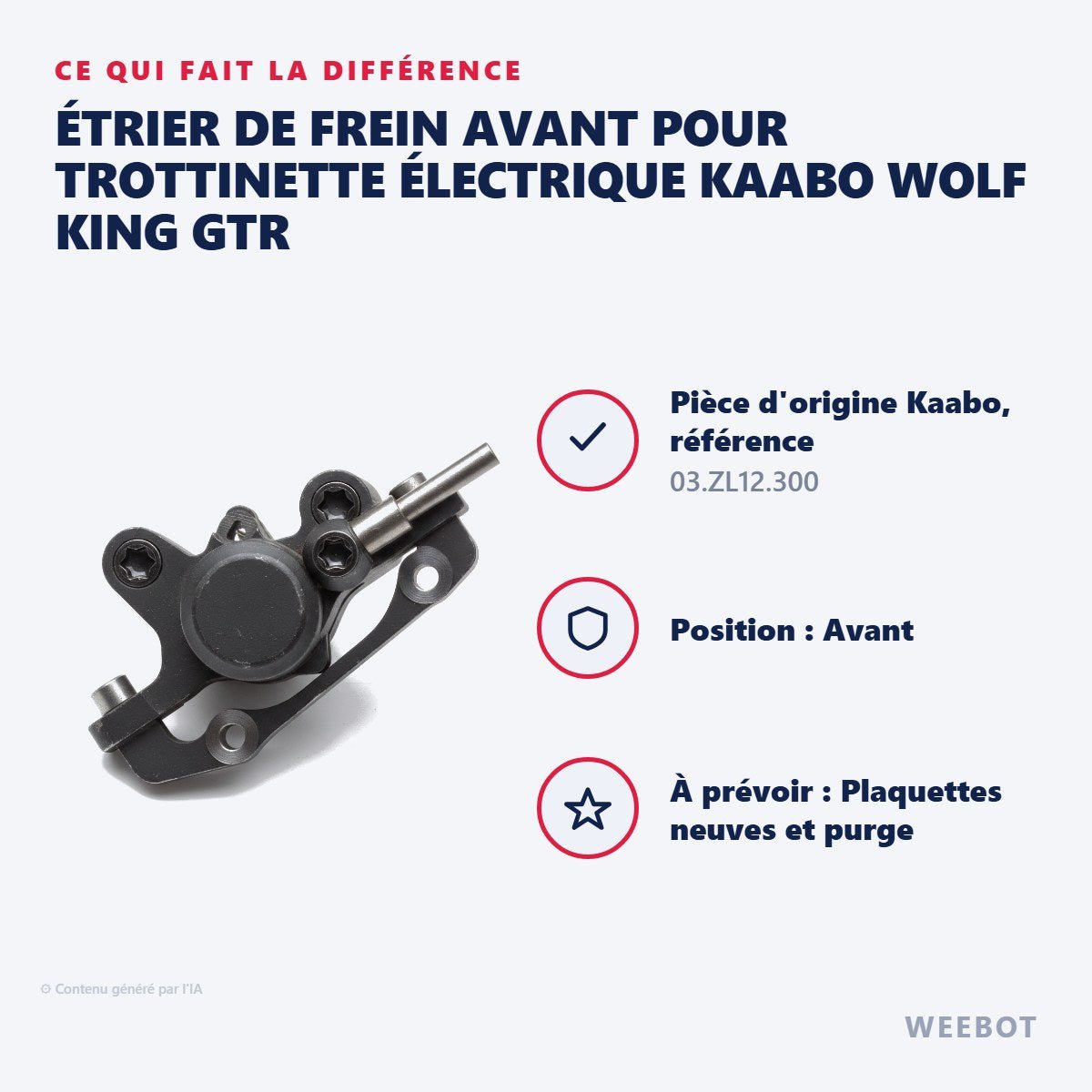 Étrier de Frein Avant pour Trottinette Électrique Kaabo Wolf King GTR - Weebot