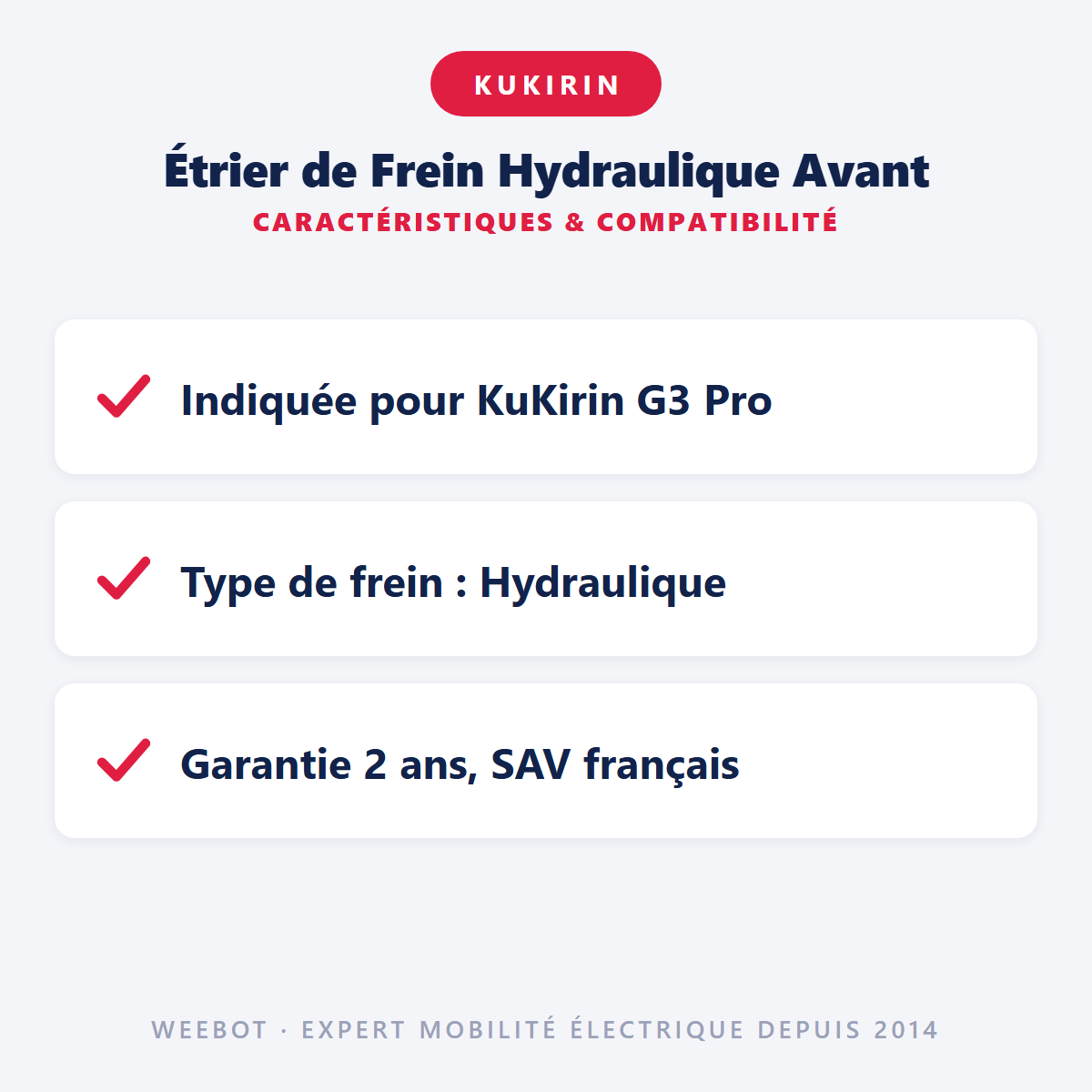 Étrier de Frein Hydraulique Avant : caractéristiques et compatibilité