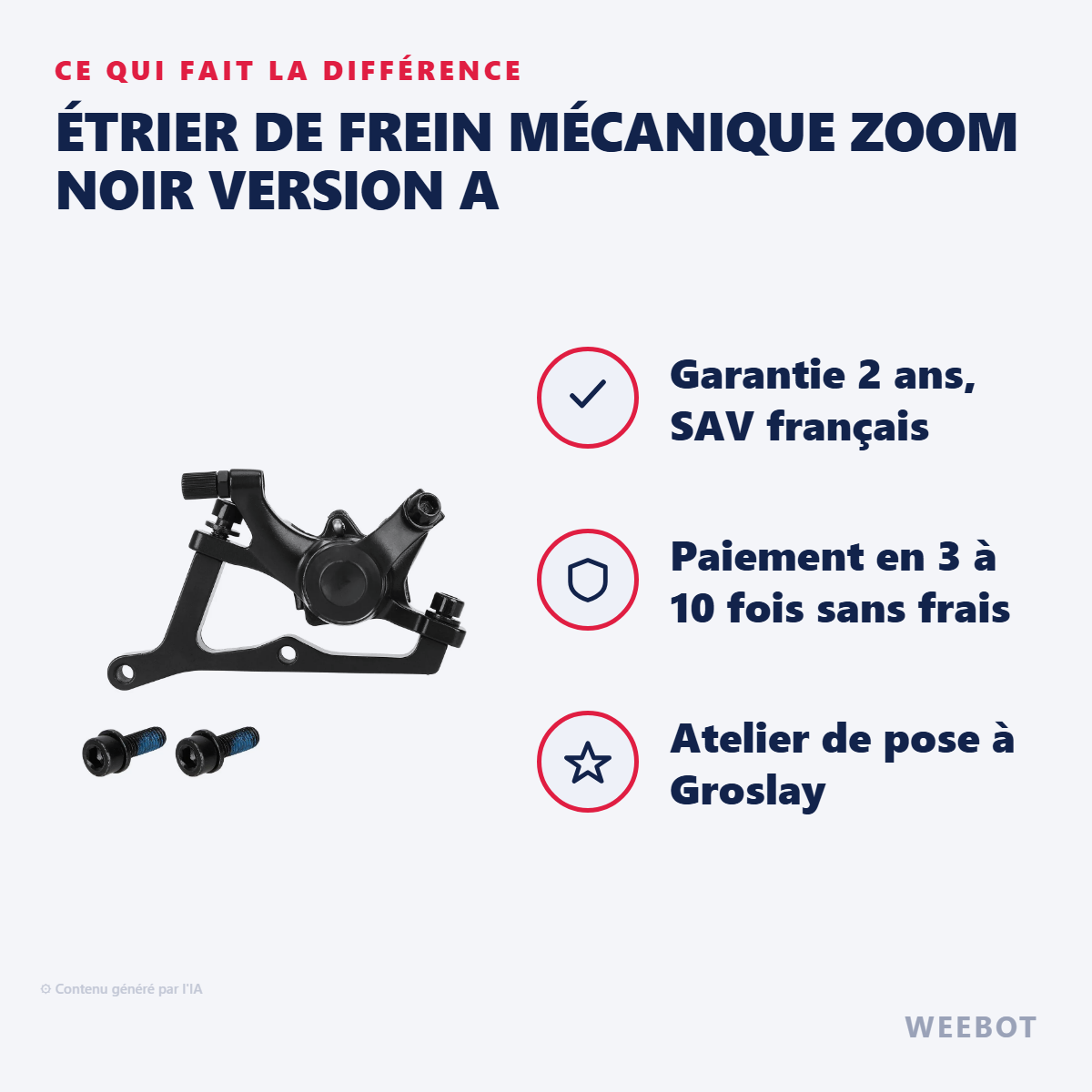 Étrier de Frein Mécanique Zoom Noir Version A : les points forts