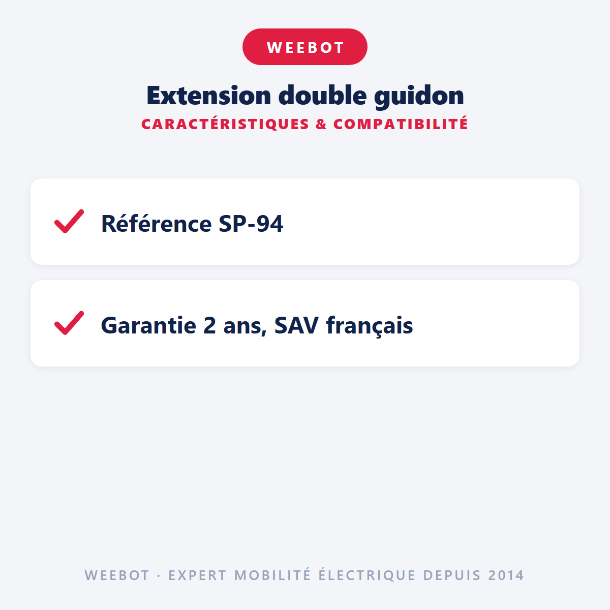 Extension double guidon pour Trottinette Électrique - Weebot