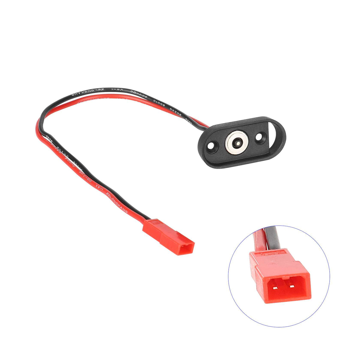 Port de charge magnétique noir avec son câble de connexion rouge et noir