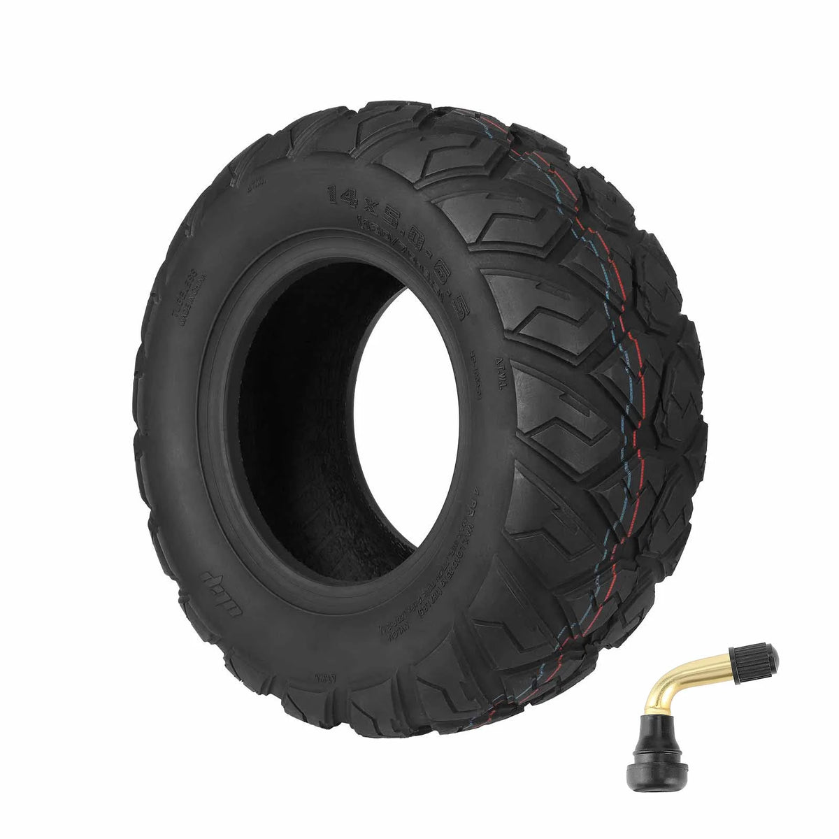 Pneu tubeless tout-terrain 14 pouces noir avec valve PVR50 coudée