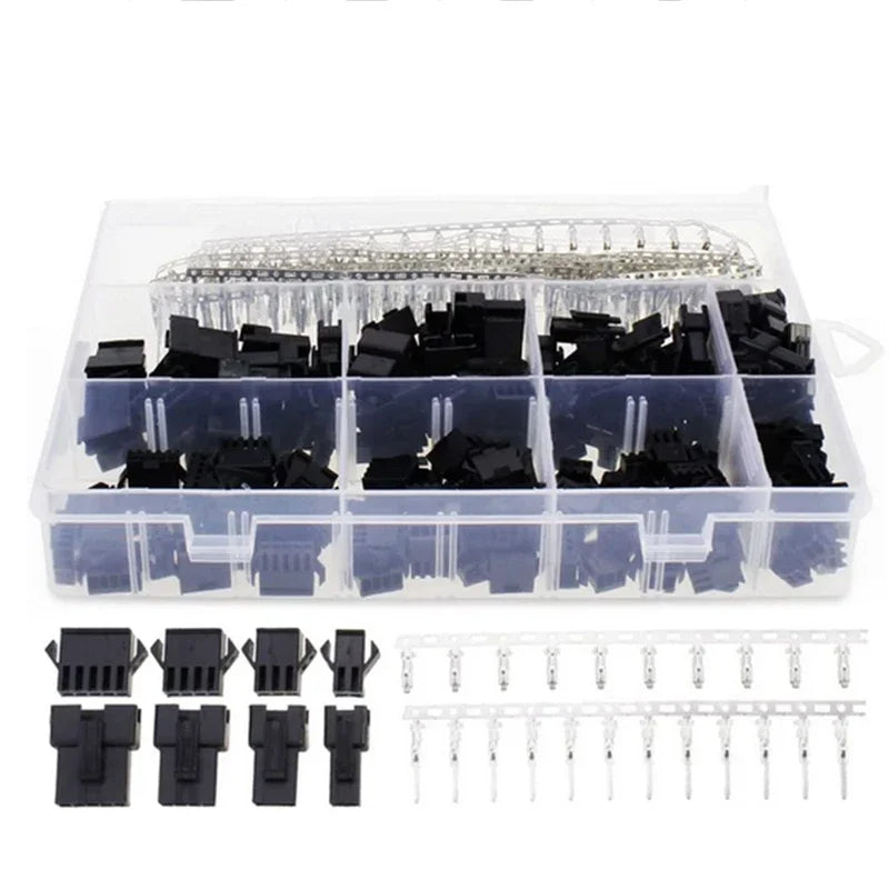 Boîte de rangement transparente contenant un kit de connecteurs électriques SM 2,54 mm et broches à sertir