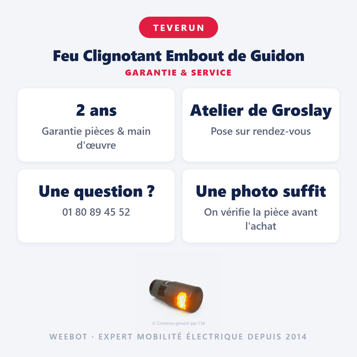 Feu Clignotant Embout de Guidon pour Trottinette Electrique Teverun Fighter Mini - Weebot