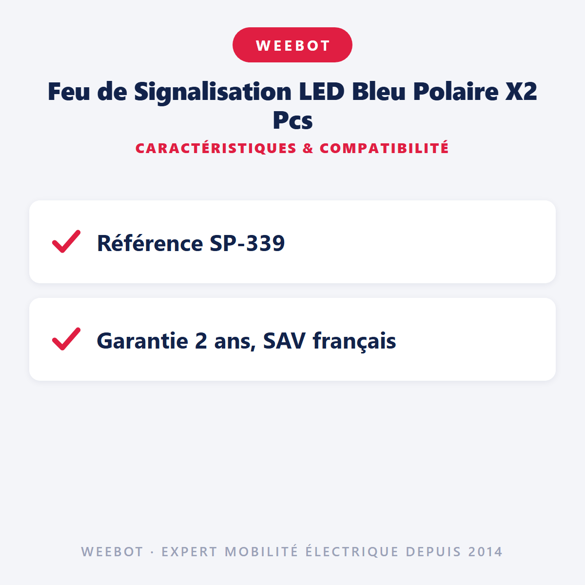 Feu de Signalisation LED Bleu Polaire X2 Pcs pour Trottinette Électrique - Weebot