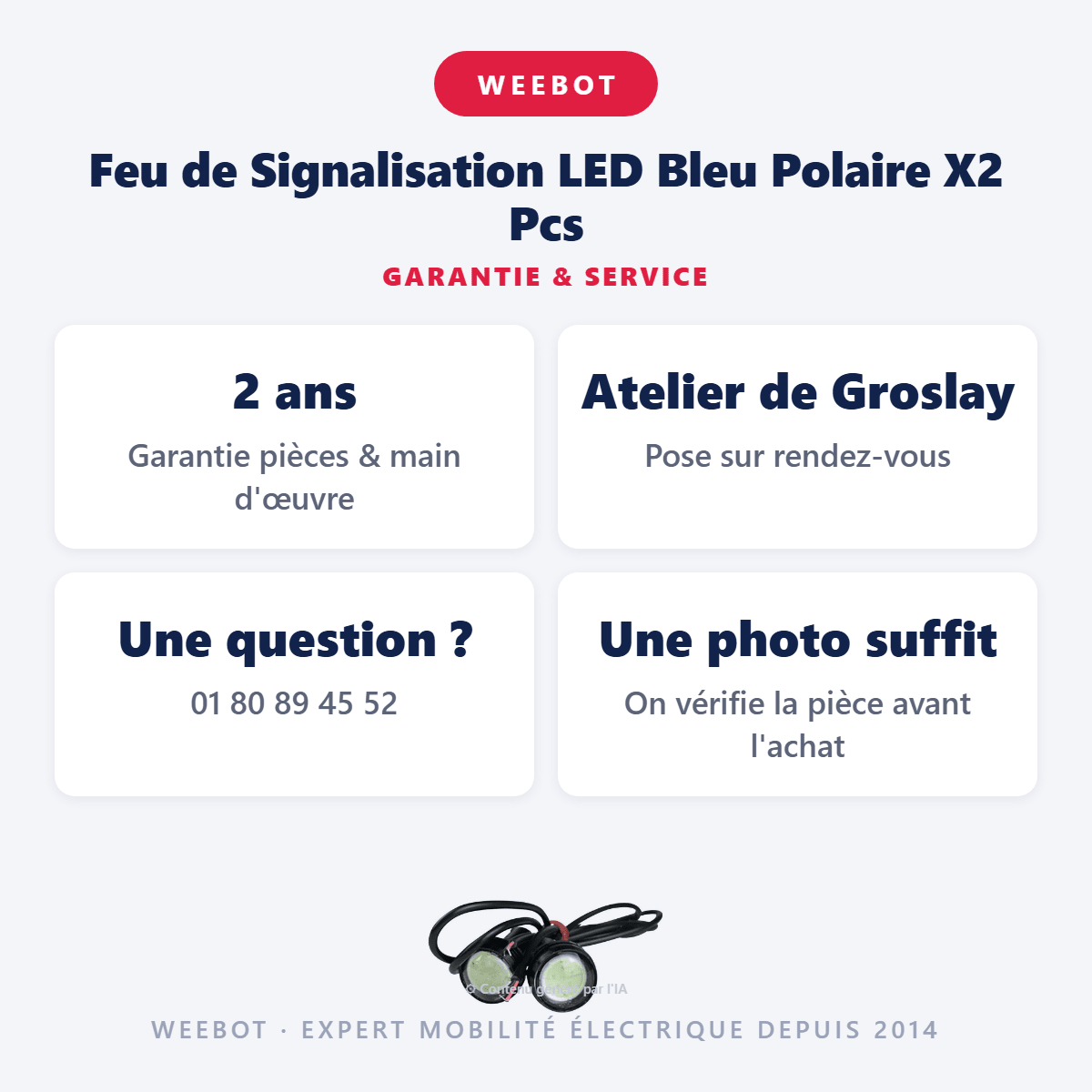 Feu de Signalisation LED Bleu Polaire X2 Pcs pour Trottinette Électrique - Weebot