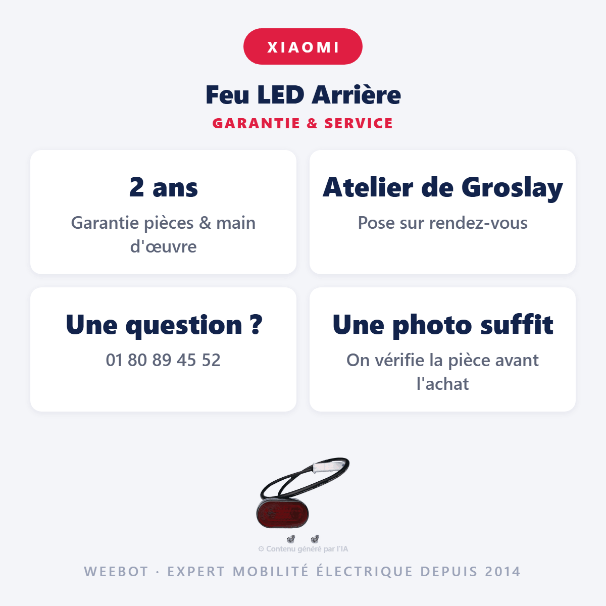 Feu LED Arrière pour Trottinette Électrique Xiaomi M365 / M365 Pro - Weebot
