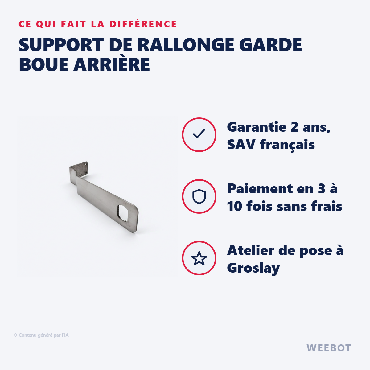 Support de Rallonge Garde Boue Arrière : les points forts