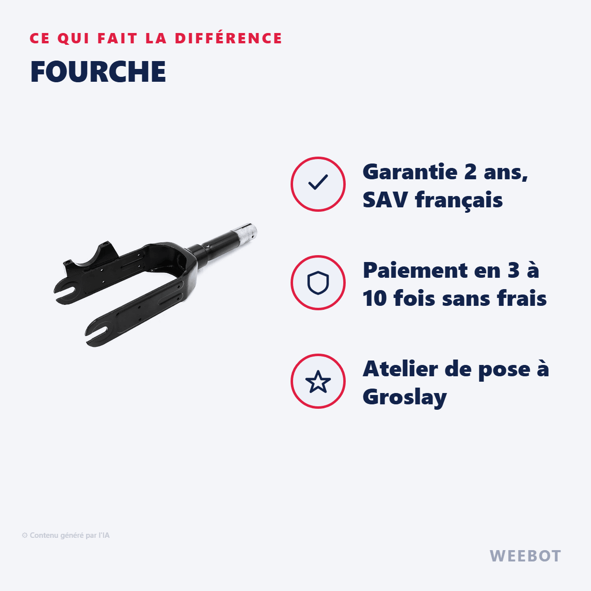 Fourche pour Trottinette Électrique Ninebot Segway F2 / F2+ - Weebot