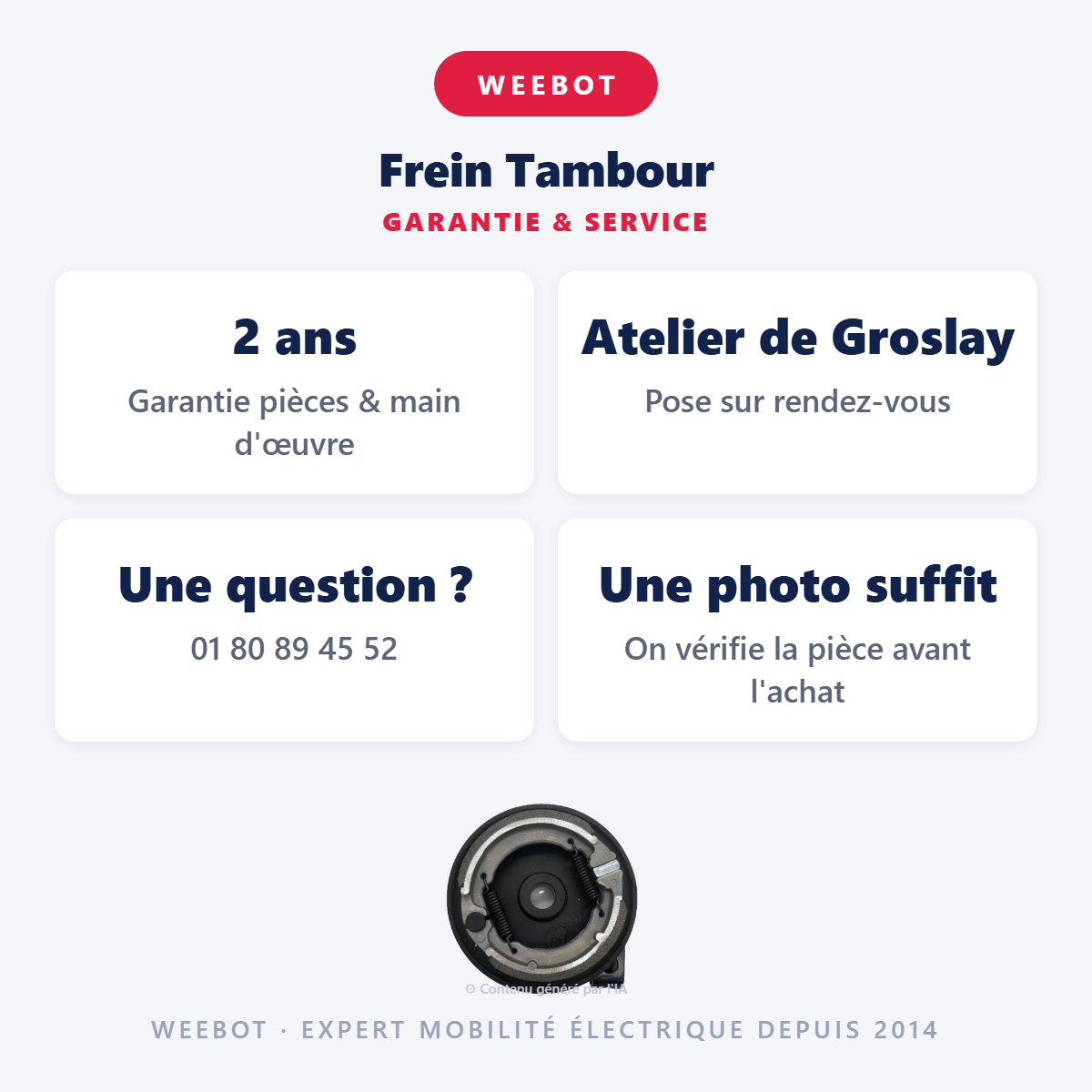 Frein Tambour : garantie 2 ans et service après-vente