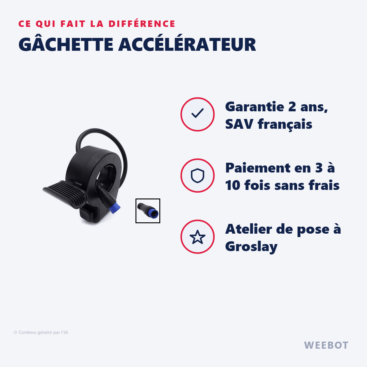 Gâchette Accélérateur Pour Trottinette Électrique Kukirin G2 Pro/G2 Max/G3 Pro - Weebot