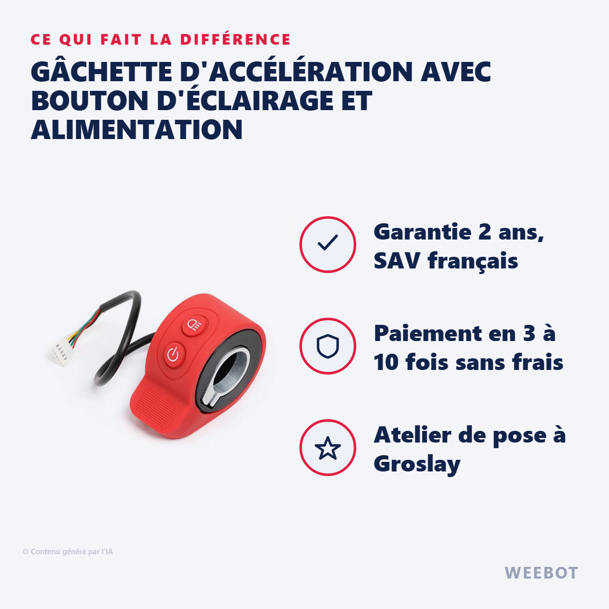 Gâchette d'Accélération avec Bouton d'Éclairage et Alimentation : les points forts