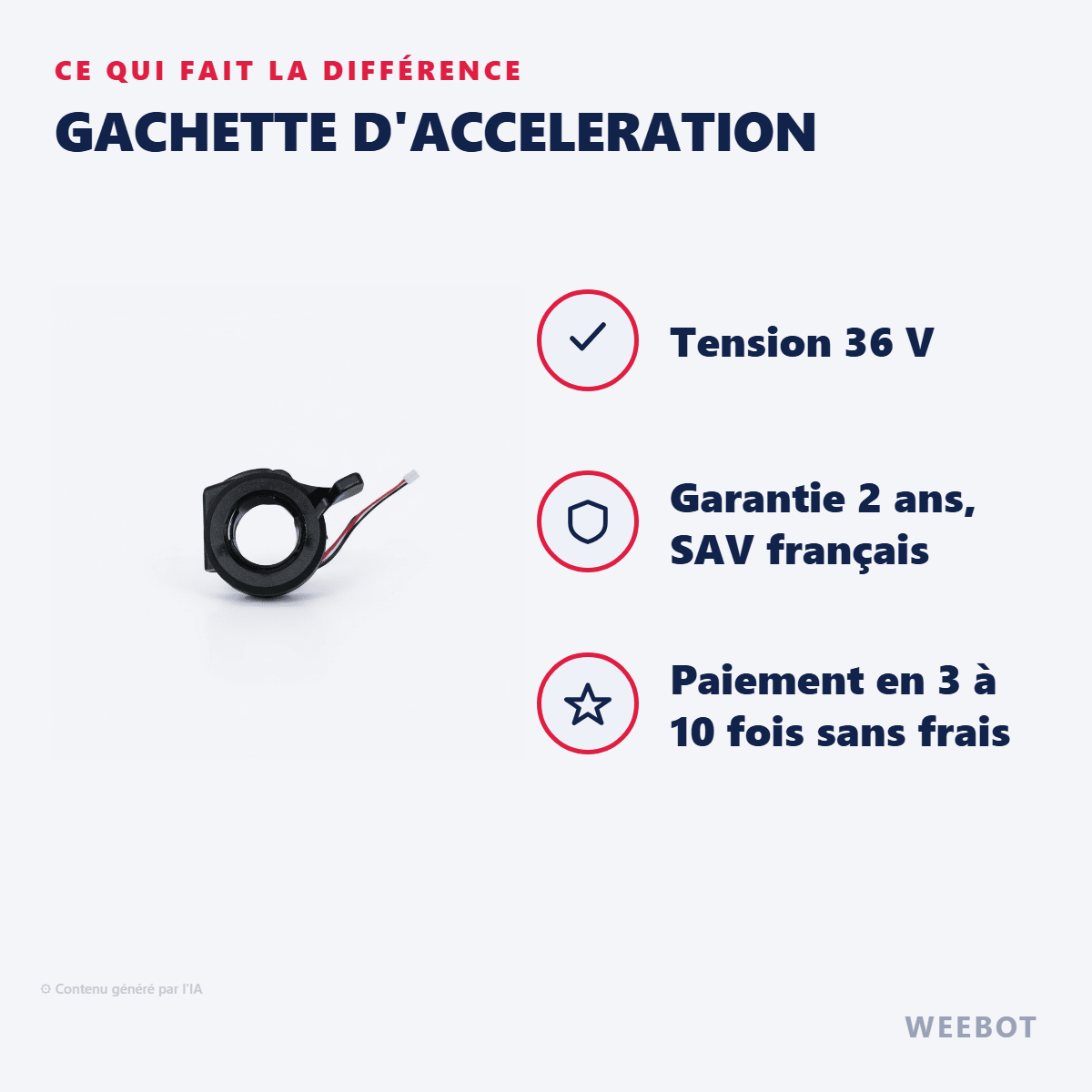 Gachette D'Acceleration pour Trottinette Electrique E-Twow Après 2020 (36V) - Weebot