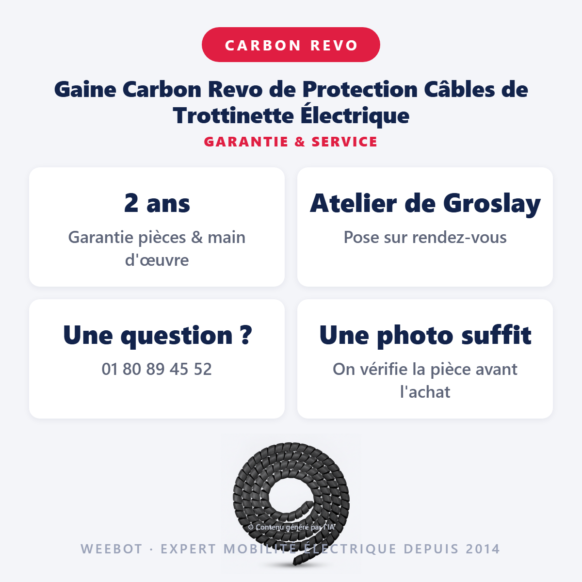 Gaine Carbon Revo de Protection Câbles de Trottinette Électrique : garantie 2 ans et service après-vente