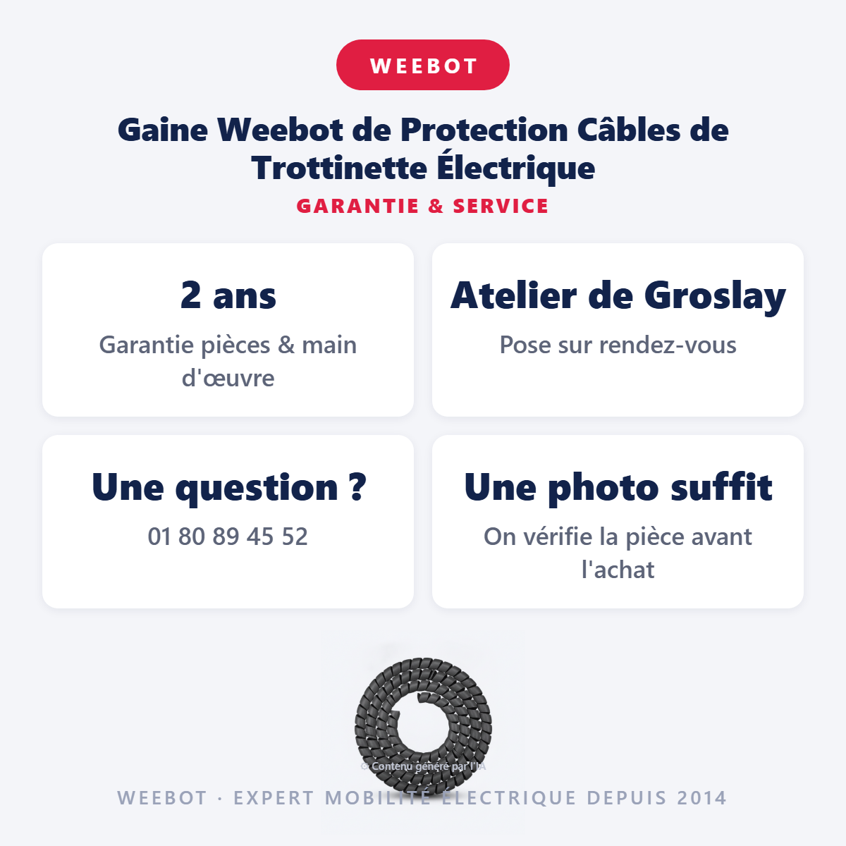 Gaine Weebot de Protection Câbles de Trottinette Électrique : garantie 2 ans et service après-vente