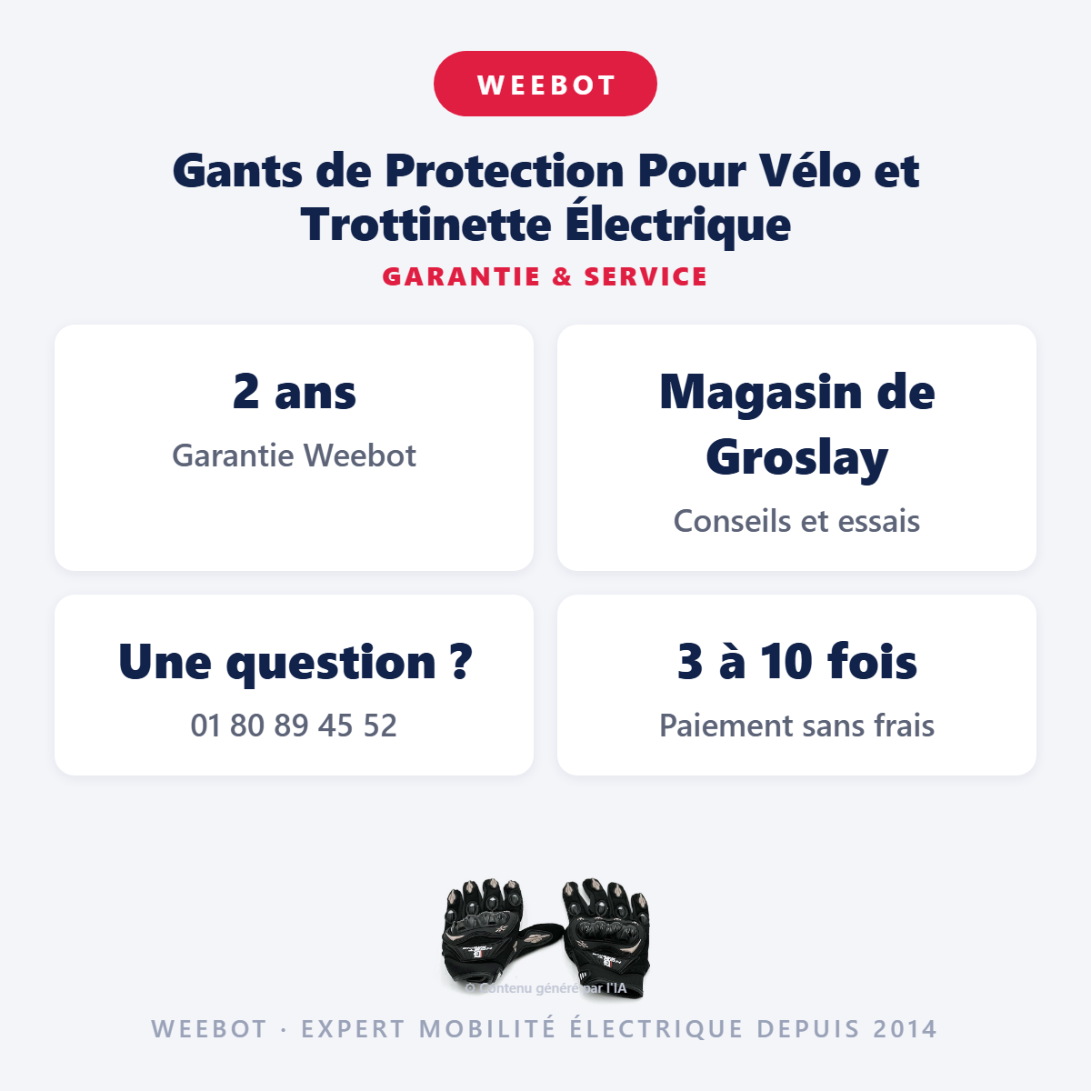 Gants de Protection Pour Vélo et Trottinette Électrique : garantie 2 ans et service après-vente