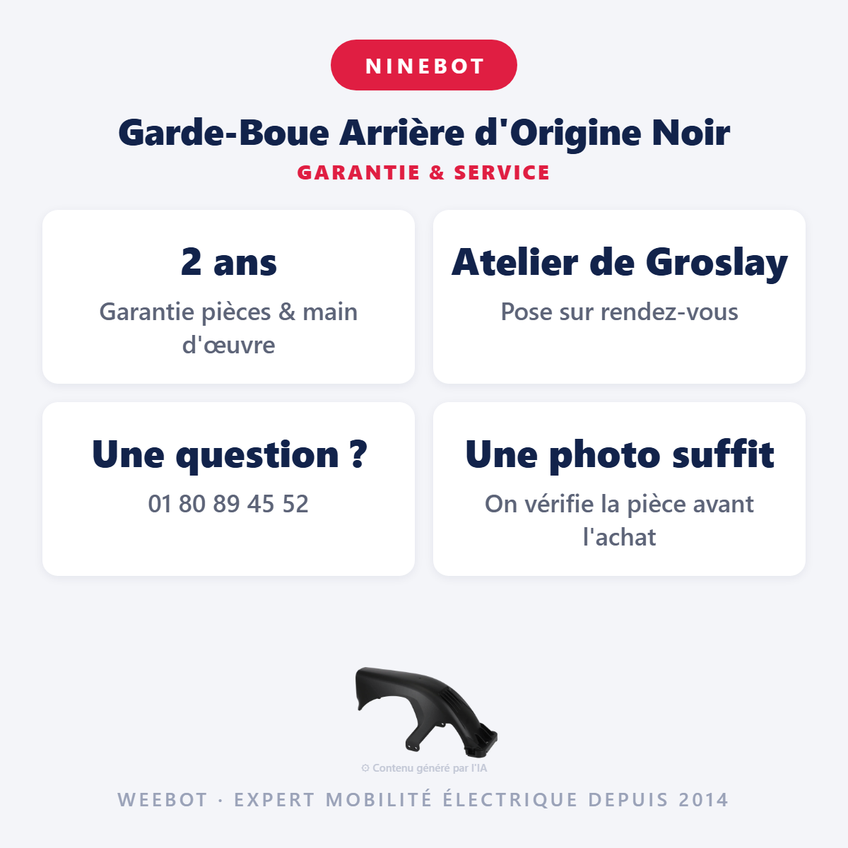 Garde-Boue Arrière d'Origine Noir : garantie 2 ans et service après-vente