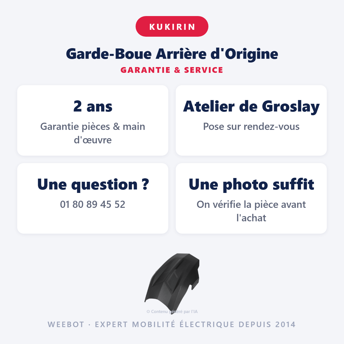 Garde-Boue Arrière d'Origine : garantie 2 ans et service après-vente