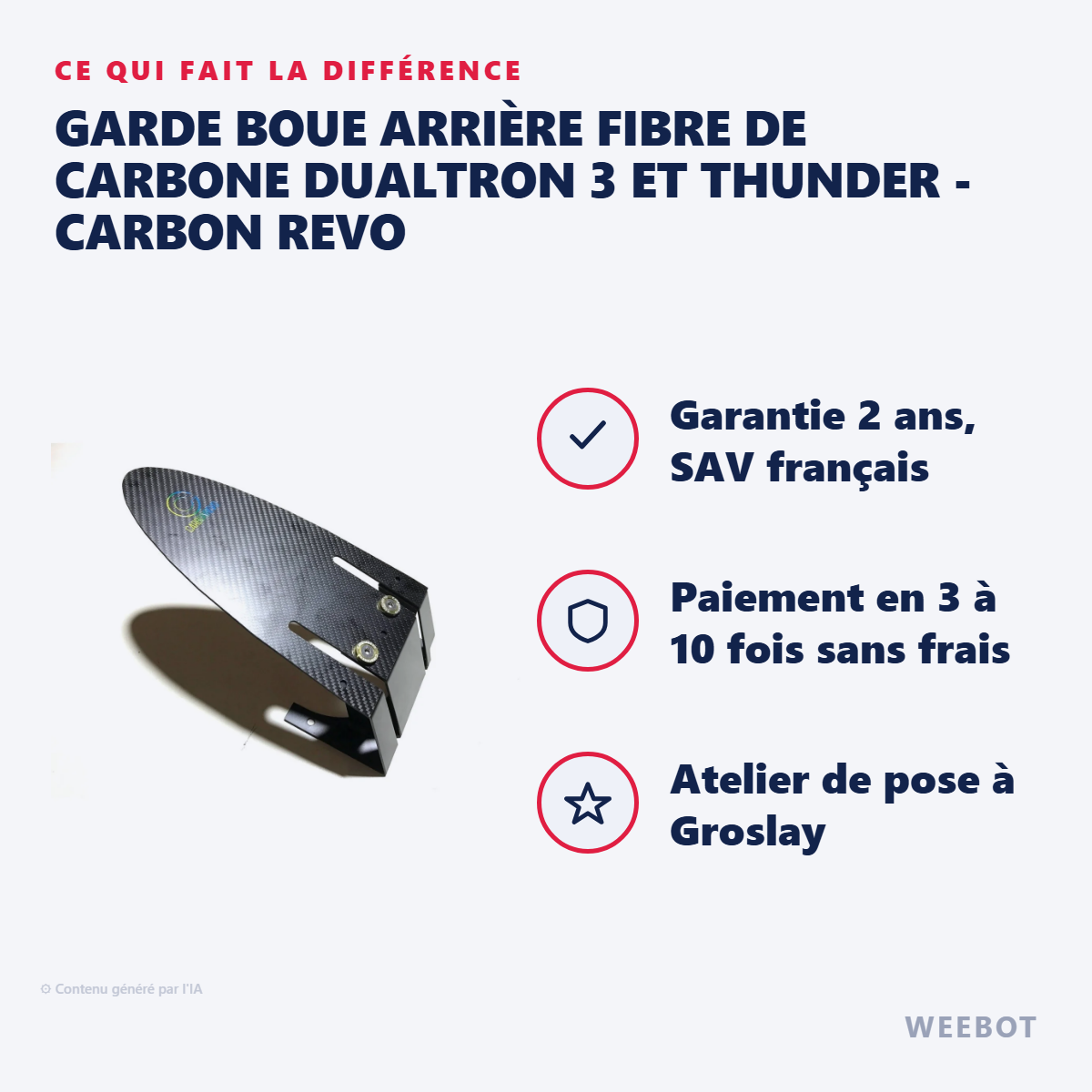 Garde Boue Arrière Fibre de Carbone Dualtron 3 et Thunder - Carbon Revo : les points forts