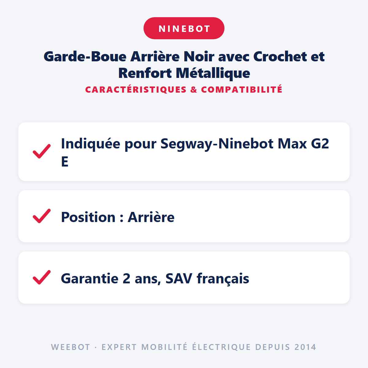Garde-Boue Arrière Noir avec Crochet et Renfort Métallique : caractéristiques et compatibilité