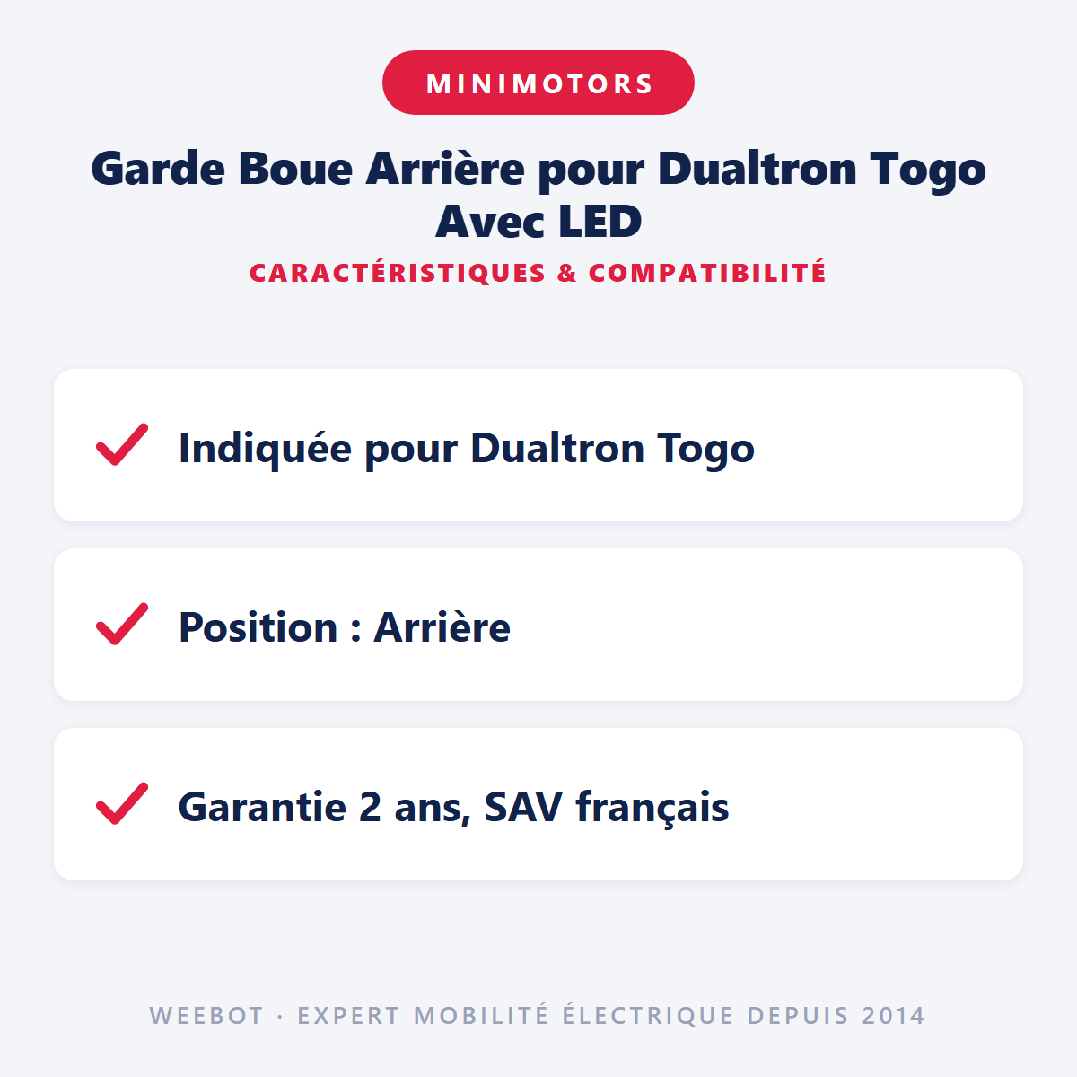 Garde Boue Arrière pour Dualtron Togo Avec LED - Weebot