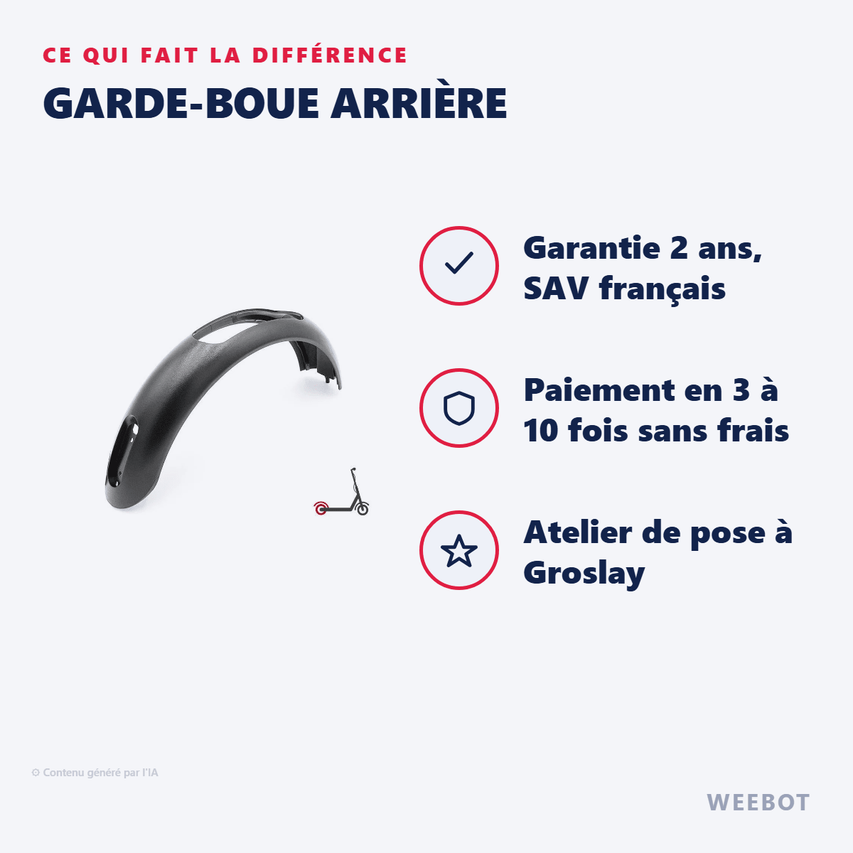 Garde-Boue Arrière pour Trottinette Électrique Cecotec Bongo Série A - Weebot