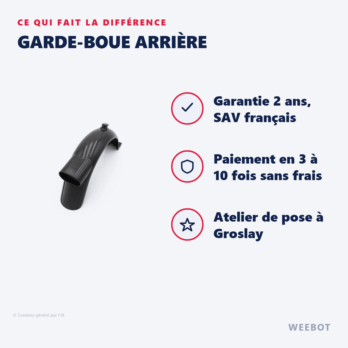 Garde-boue arrière pour Trottinette Électrique Xiaomi Mi4 1st Generation (Version DDHBC13ZM) - Weebot