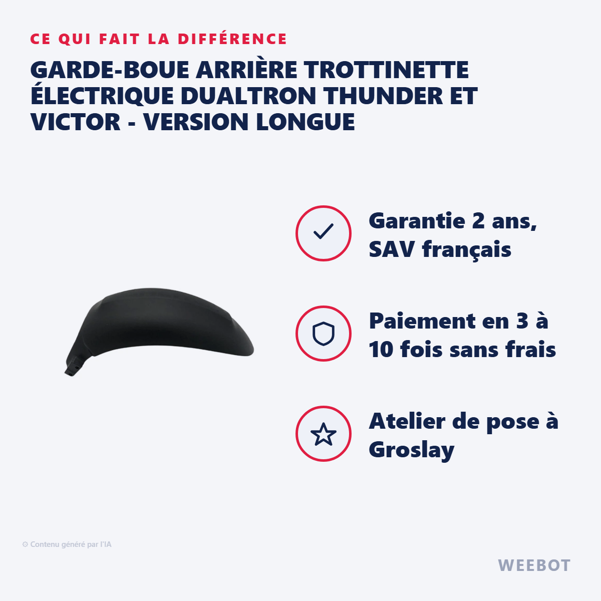 Garde-Boue Arrière Trottinette Électrique Dualtron Thunder Et Victor - Version Longue : les points forts